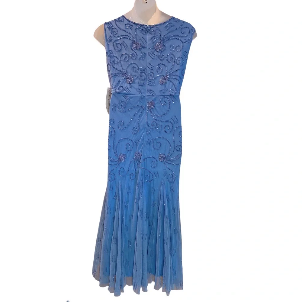 Darcia Blue Gown Hand Beaded Mesh Formal Maxi Dress from Midnight Velvet - Picture 6 of 9